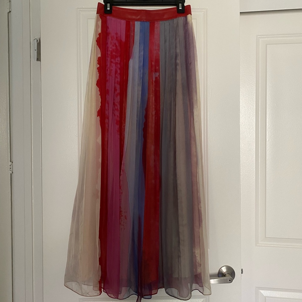Rag and bone multicolored pleated silk maxi skirt